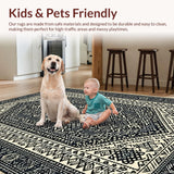 Ultra Soft Area Rug, Non Slip, Stain Resistant, Washable Area Rugs for Living Room, Bedroom, Shaggy Black Trellis Bedroom Carpet for Minimalist Living(Black)