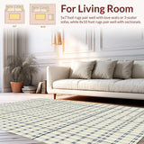 Ultra Soft Area Rug, Non Slip, Stain Resistant, Washable Area Rugs for Living Room, Bedroom, Harmony Weave Area Two Tone Geometric Beige & Navy(Beige)