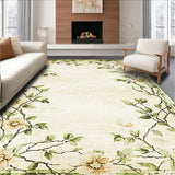 Ultra Soft Area Rug, Non Slip, Stain Resistant, Washable Area Rugs for Living Room, Bedroom, Chic Botanical Patterned Texture(Beige)