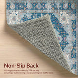 Ultra Soft Area Rug, Non Slip, Stain Resistant, Washable Area Rugs for Living Room, Bedroom, Elegant Vintage Pastel Motif(Blue)