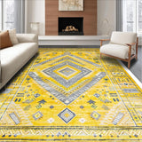 Ultra Soft Area Rug, Non Slip, Stain Resistant, Washable Area Rugs for Living Room, Bedroom, Vibrant Tribal Geometric Harmony(Yellow)