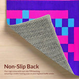 Ultra Soft Area Rug, Non Slip, Stain Resistant, Washable Area Rugs for Living Room, Bedroom, Whimsical Colorful Tile Arrangement(Purple)