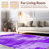 Ultra Soft Area Rug, Non Slip, Stain Resistant, Washable Area Rugs for Living Room, Bedroom, Artistic Ethereal Color Blend(Purple)