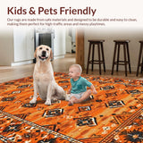 Ultra Soft Area Rug, Non Slip, Stain Resistant, Washable Area Rugs for Living Room, Bedroom, Striking Diamond Patterned Style(Orange)