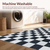 Ultra Soft Area Rug, Non Slip, Stain Resistant, Washable Area Rugs for Living Room, Bedroom, Geometric Faux Wool Entryway Rug with Stain-Resistant Design(Black)