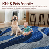 Ultra Soft Area Rug, Non Slip, Stain Resistant, Washable Area Rugs for Living Room, Bedroom, Bold Geometric Layered Visuals(Blue)