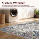 Ultra Soft Area Rug, Non Slip, Stain Resistant, Washable Area Rugs for Living Room, Bedroom, Cozy Warm Medallion Pattern(White)