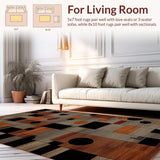 Ultra Soft Area Rug, Non Slip, Stain Resistant, Washable Area Rugs for Living Room, Bedroom, Vintage Western Style Elegance(Brown)