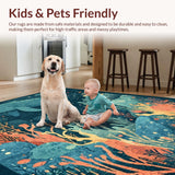 Ultra Soft Area Rug, Non Slip, Stain Resistant, Washable Area Rugs for Living Room, Bedroom, Octopus Fantasy Undersea Adventure Rug Runner Nautical Whale-Inspired Print(Blue)