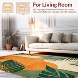 Ultra Soft Area Rug, Non Slip, Stain Resistant, Washable Area Rugs for Living Room, Bedroom, Dynamic Abstract Nature Theme(Orange)