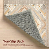 Ultra Soft Area Rug, Non Slip, Stain Resistant, Washable Area Rugs for Living Room, Bedroom, Natural Beige Geometric(Gray)
