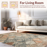 Ultra Soft Area Rug, Non Slip, Stain Resistant, Washable Area Rugs for Living Room, Bedroom, Rustic Diamond Patterned Charm(Orange)