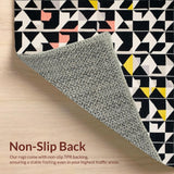 Ultra Soft Area Rug, Non Slip, Stain Resistant, Washable Area Rugs for Living Room, Bedroom, Chic Geometric Harlequin Aesthetic(Black)