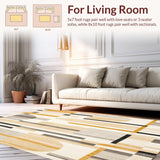 Modern Abstract Area Featuring Bold Beige and Patterned Design(Beige)