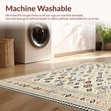 Ultra Soft Area Rug, Non Slip, Stain Resistant, Washable Area Rugs for Living Room, Bedroom, Beige Boho with Diamond(Beige)