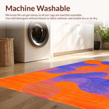 Ultra Soft Area Rug, Non Slip, Stain Resistant, Washable Area Rugs for Living Room, Bedroom, Lively Colorful Flowing Shapes(Orange)