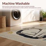Ultra Soft Area Rug, Non Slip, Stain Resistant, Washable Area Rugs for Living Room, Bedroom, Playful Vintage Cat Illustration(Beige)