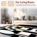 Ultra Soft Area Rug, Non Slip, Stain Resistant, Washable Area Rugs for Living Room, Bedroom, Contemporary Oval Abstract Art(Black)