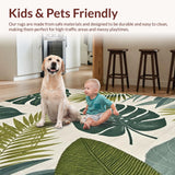 Ultra Soft Area Rug, Non Slip, Stain Resistant, Washable Area Rugs for Living Room, Bedroom, Soft Khaki Nature Pattern(Green)