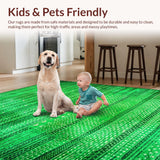 Ultra Soft Area Rug, Non Slip, Stain Resistant, Washable Area Rugs for Living Room, Bedroom, Distressed Boho Green Bedroom Low Pile Rug(Green)
