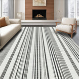 Ultra Soft Area Rug, Non Slip, Stain Resistant, Washable Area Rugs for Living Room, Bedroom, Sleek Striped Contrast Rug Featuring Crisp Black and White Linear Layers(Black)