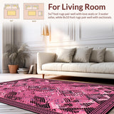 Ultra Soft Area Rug, Non Slip, Stain Resistant, Washable Area Rugs for Living Room, Bedroom, Vibrant Animal Print Elegance(Pink)