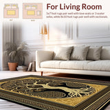 Ultra Soft Area Rug, Non Slip, Stain Resistant, Washable Area Rugs for Living Room, Bedroom, Bold Celtic Artful Representation(Gold)