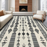 Ultra Soft Area Rug, Non Slip, Stain Resistant, Washable Area Rugs for Living Room, Bedroom, Elegant Geometric Monochrome Design(Black)