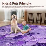 Ultra Soft Area Rug, Non Slip, Stain Resistant, Washable Area Rugs for Living Room, Bedroom, Soft Pastel Flower Aesthetic(Purple)