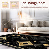 Ultra Soft Area Rug, Non Slip, Stain Resistant, Washable Area Rugs for Living Room, Bedroom, Vibrant Ogee Inspired Texture(Gold)