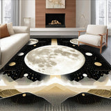 Ultra Soft Area Rug, Non Slip, Stain Resistant, Washable Area Rugs for Living Room, Bedroom, Modern Cosmic Symbolism Rug(Gold)