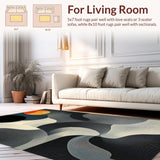 Ultra Soft Area Rug, Non Slip, Stain Resistant, Washable Area Rugs for Living Room, Bedroom, Artistic Fluid Lines Aesthetic(Gray)