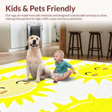 Ultra Soft Area Rug, Non Slip, Stain Resistant, Washable Area Rugs for Living Room, Bedroom, Happy Sunshine Inspired Art(Yellow)