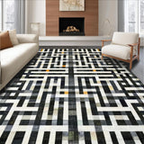 Ultra Soft Area Rug, Non Slip, Stain Resistant, Washable Area Rugs for Living Room, Bedroom, Stylish Black and White Patterned Area Rug, Chic Design for Any Space(Black)