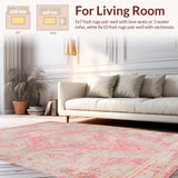 Ultra Soft Area Rug, Non Slip, Stain Resistant, Washable Area Rugs for Living Room, Bedroom, Lush Cozy Ogee Inspired Art(Pink)