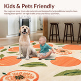 Ultra Soft Area Rug, Non Slip, Stain Resistant, Washable Area Rugs for Living Room, Bedroom, Playful Modern Eclectic Design(Orange)