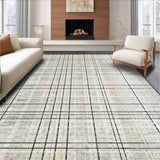 Ultra Soft Area Rug, Non Slip, Stain Resistant, Washable Area Rugs for Living Room, Bedroom, Urban Grid Stripe Rug Featuring Minimalist Contrast and Sleek Rhythmic Lines(Gray)