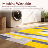 Ultra Soft Area Rug, Non Slip, Stain Resistant, Washable Area Rugs for Living Room, Bedroom, Elegant Dual Tone Textured Design(Yellow)