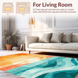 Ultra Soft Area Rug, Non Slip, Stain Resistant, Washable Area Rugs for Living Room, Bedroom, Vibrant Surfboard Carpet with Tropical Ocean Dreamscape Design(Orange)