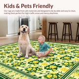 Ultra Soft Area Rug, Non Slip, Stain Resistant, Washable Area Rugs for Living Room, Bedroom, Cozy Earthy Floral Arrangement(Yellow)