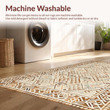 Ultra Soft Area Rug, Non Slip, Stain Resistant, Washable Area Rugs for Living Room, Bedroom, Elegant Textured Tribal Arrangement(Beige)