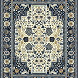 Ultra Soft Area Rug, Non Slip, Stain Resistant, Washable Area Rugs for Living Room, Bedroom, Navy Beige Abstract With Intricate Animal And Floral Motifs(Blue)