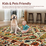 Ultra Soft Area Rug, Non Slip, Stain Resistant, Washable Area Rugs for Living Room, Bedroom, Distinctive Trellis Patterned Comfort(Brown)