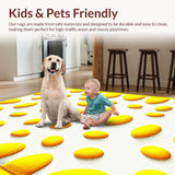 Ultra Soft Area Rug, Non Slip, Stain Resistant, Washable Area Rugs for Living Room, Bedroom, Vibrant Cheerful Egg Motif(Yellow)