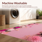 Ultra Soft Area Rug, Non Slip, Stain Resistant, Washable Area Rugs for Living Room, Bedroom, Romantic Pink Floral Bathroom Non-Slip Rug(Pink)