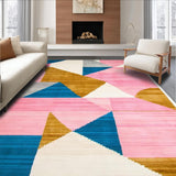 Ultra Soft Area Rug, Non Slip, Stain Resistant, Washable Area Rugs for Living Room, Bedroom, Colorful Modern Symmetrical Design(Pink)