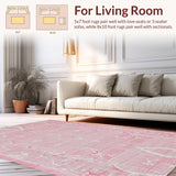 Ultra Soft Area Rug, Non Slip, Stain Resistant, Washable Area Rugs for Living Room, Bedroom, Bow-Shaped Rug with Stylish Loop Pattern and Uno Reverse Symbol(Pink)