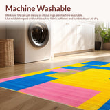 Ultra Soft Area Rug, Non Slip, Stain Resistant, Washable Area Rugs for Living Room, Bedroom, Elegant Colorful Wave Arrangement(Yellow)
