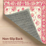 Ultra Soft Area Rug, Non Slip, Stain Resistant, Washable Area Rugs for Living Room, Bedroom, Floral Patterned(Ivory)
