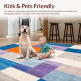 Ultra Soft Area Rug, Non Slip, Stain Resistant, Washable Area Rugs for Living Room, Bedroom, Modern Abstract Color Block Area with Artistic Flair(Blue)